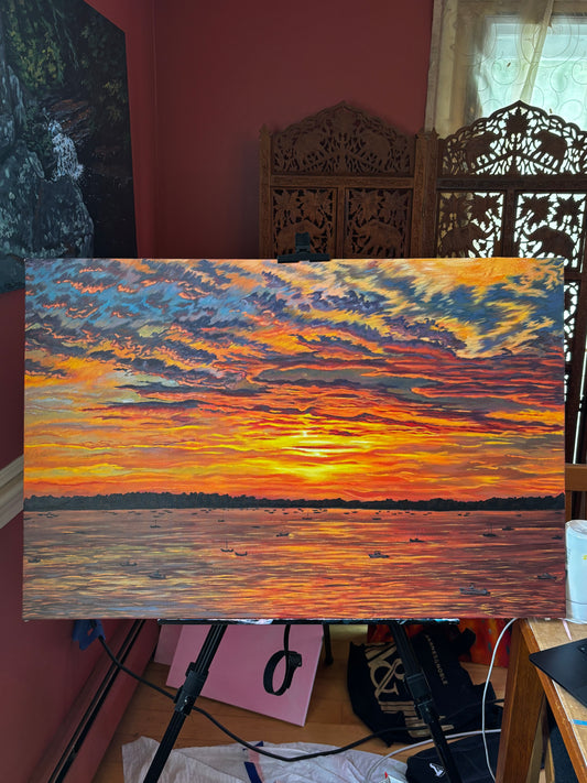 “Marblehead Ablaze” Original Acrylic Painting